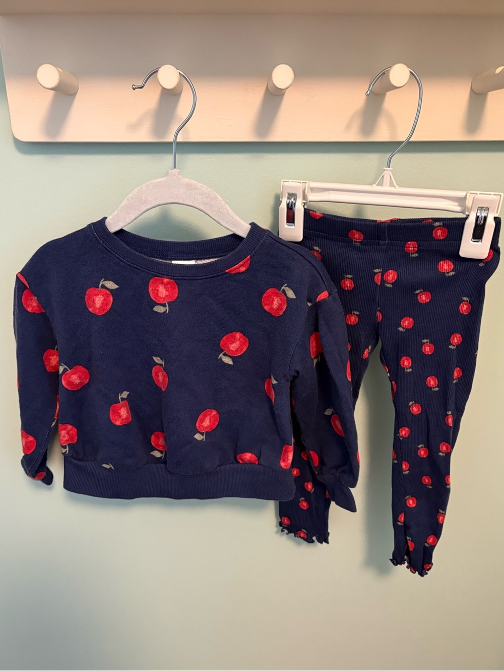 Carters Navy Apple Print Toddler Set - Long Sleeve Top & Leggings
